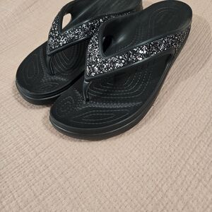 CROCS Black Glitter Women's Sandals